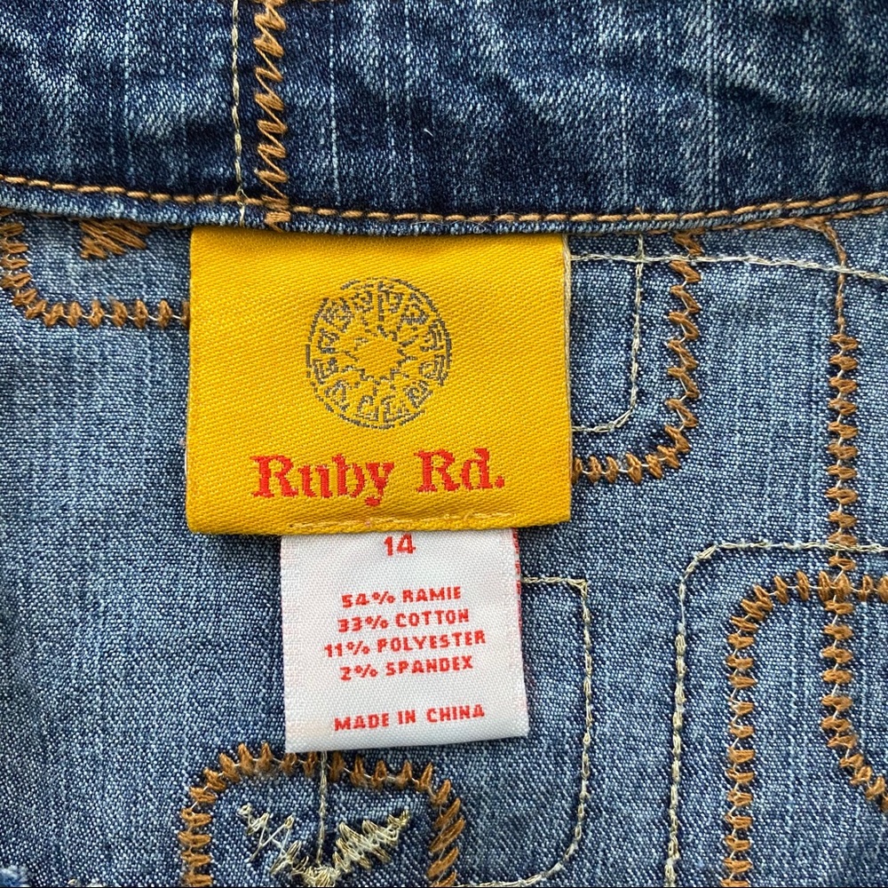 Ruby Rd Embroidered Jean Jacket Medium - Picture 8 of 9